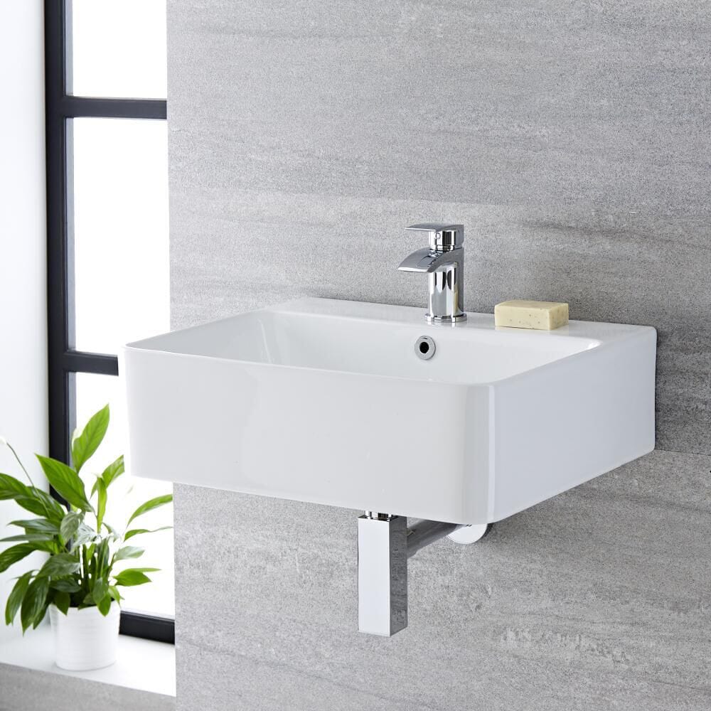 Lavabo Bagno Sospeso in Ceramica Rettangolare 520x420mm - Exton