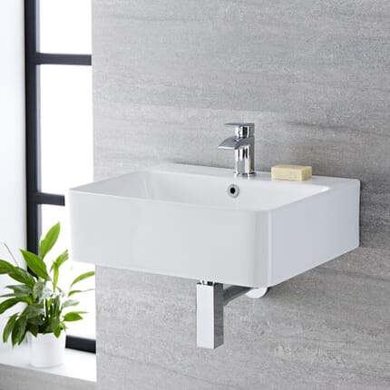 Lavabo Bagno Sospeso in Ceramica Rettangolare 520x420mm - Exton