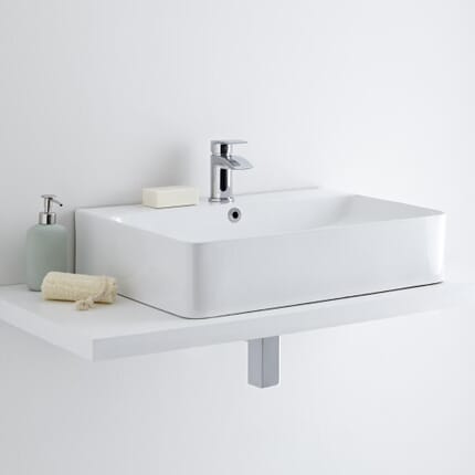 Lavabo Bagno da Appoggio in Ceramica Rettangolare 600x420mm - Exton