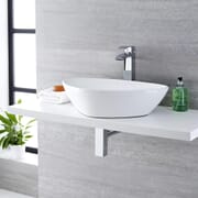 Lavabo da Appoggio Moderno - Bianco - 590 mm x 390 mm - (senza Fori per Rubinetteria) - Select