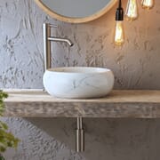 Lavabo d'Appoggio Rotondo Effetto Marmo - 360mm (Senza Fori per la Rubinetteria) - Alden