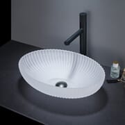 Lavabo da Appoggio Ovale in Vetro Cristallo - 510 x 350mm (Senza Fori per la Rubinetteria) - Scelta di Finiture - Kenton