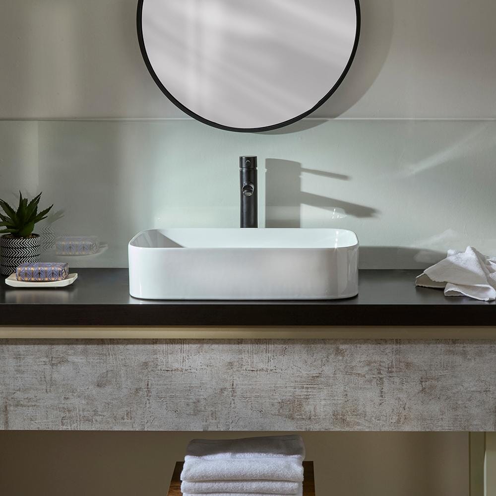 Lavabo d'Appoggio Rettangolare - 550mm x 380mm (Senza Fori per la Rubinetteria) - Covent