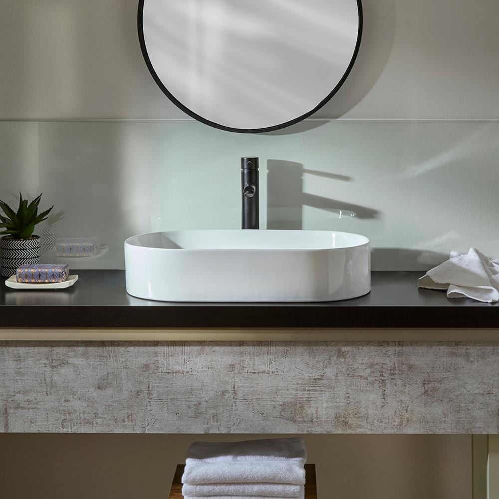 Lavabo d'Appoggio Ovale - 600mm x 380mm (Senza Fori per la Rubinetteria) - Ealing