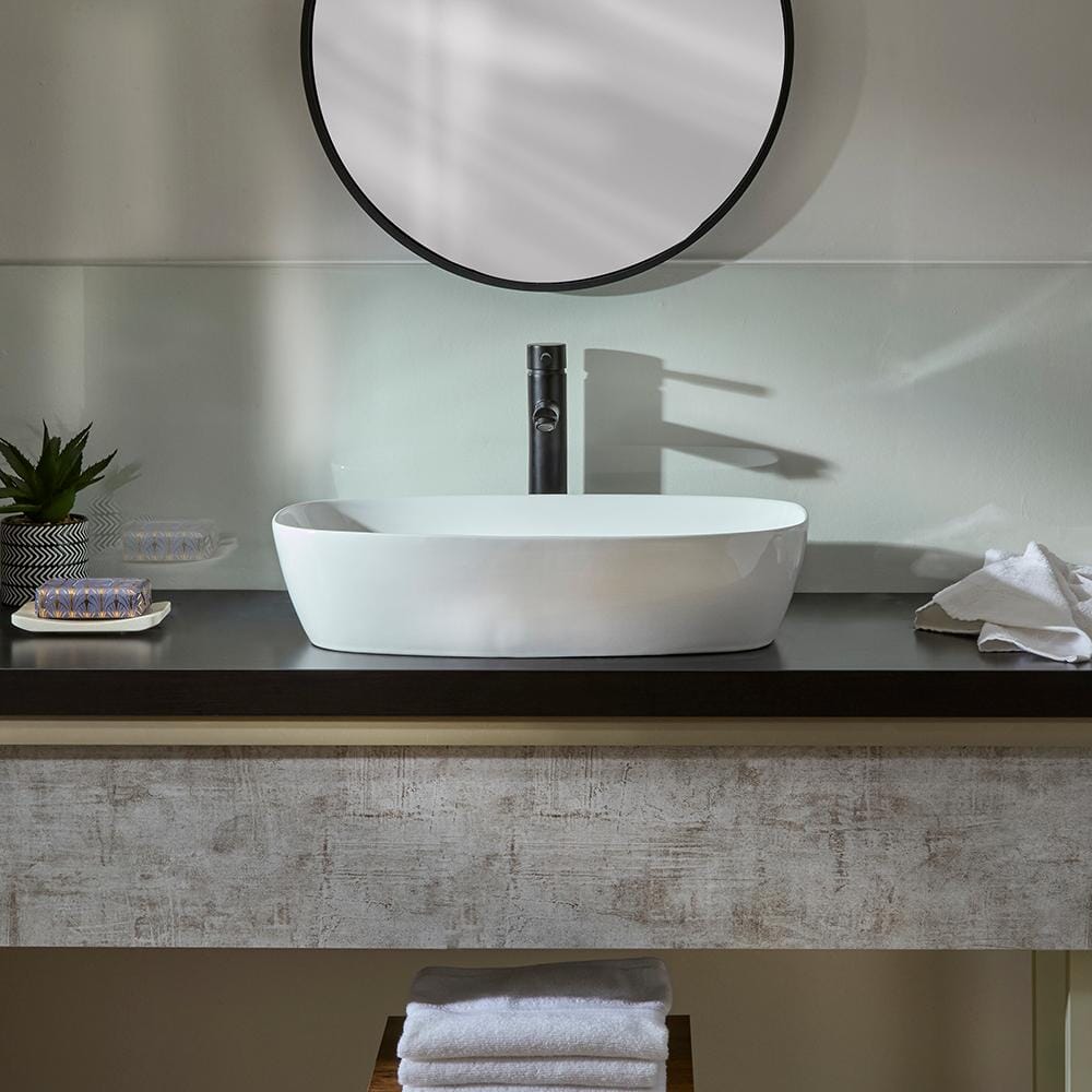  Lavabo d'Appoggio Ovale - 600mm x 380mm (Senza Fori per la Rubinetteria) - Berkely
