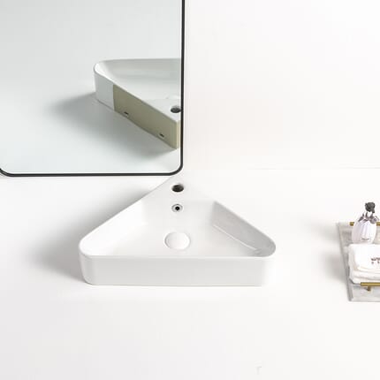 Lavabo d'Appoggio Triangolare - 560mm x 345mm (1 Foro per la Rubinetteria) - Brixton