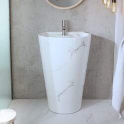 Lavabo d'Appoggio Freestanding Effetto Marmo - 535mm x 480mm (1 Foro per la Rubinetteria) - Axton