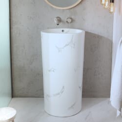 Lavabo d'Appoggio Freestanding Effetto Marmo - 460mm x 445mm (Senza Fori per la Rubinetteria) - Alswear