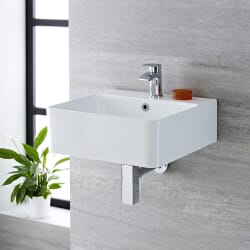 Lavabo Rettangolare Sospeso (1 Foro per la Rubinetteria) - Scelta di Misure e Troppopino in Diverse Finiture - Exton