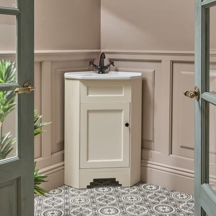 Mobile Bagno Angolare da 580mm con Lavabo - Scelta della Finitura e Maniglie - Thornton