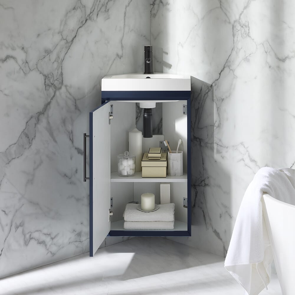 Mobile Bagno Moderno Angolare Sospeso con Lavabo 450mm - Scelta di Finitura e Maniglie - Edge
