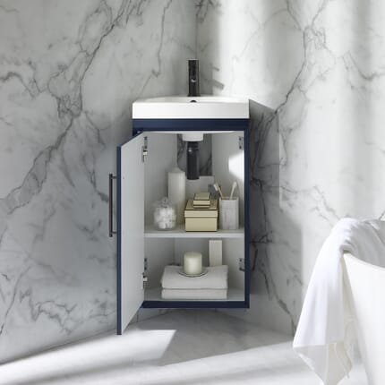 Mobile Bagno Moderno Angolare Sospeso con Lavabo 450mm - Scelta di Finitura e Maniglie - Edge