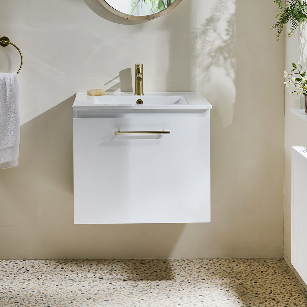 Mobile Bagno Sospeso da 600mm con Lavabo - Scelta della Finitura e Maniglie - Cluo