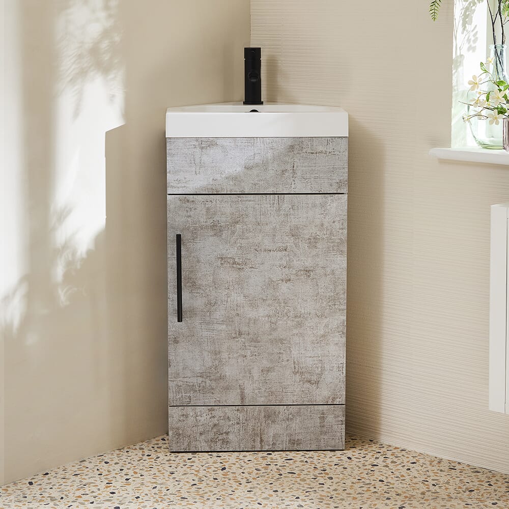 Mobile Bagno Angolare da 450mm con Lavabo - Scelta  Finitura e Maniglia - Cluo
