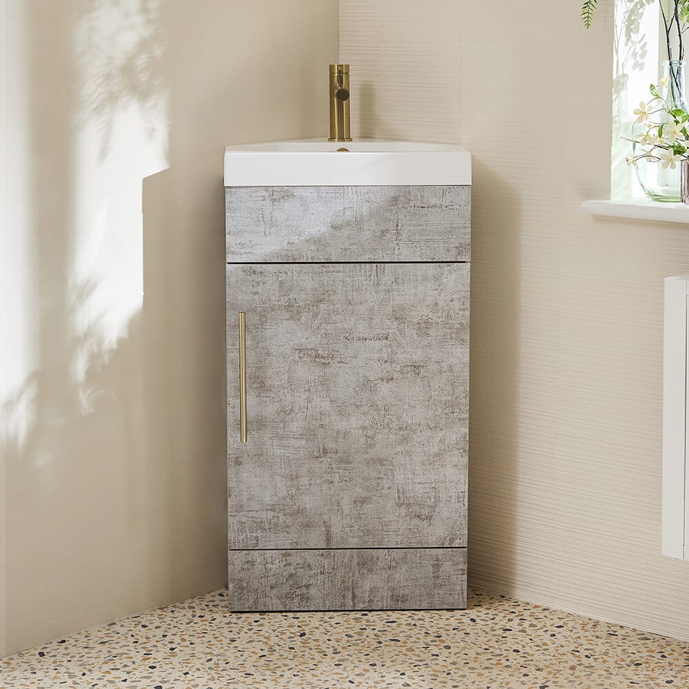 Mobile Bagno Angolare da 450mm con Lavabo - Scelta  Finitura e Maniglia - Cluo