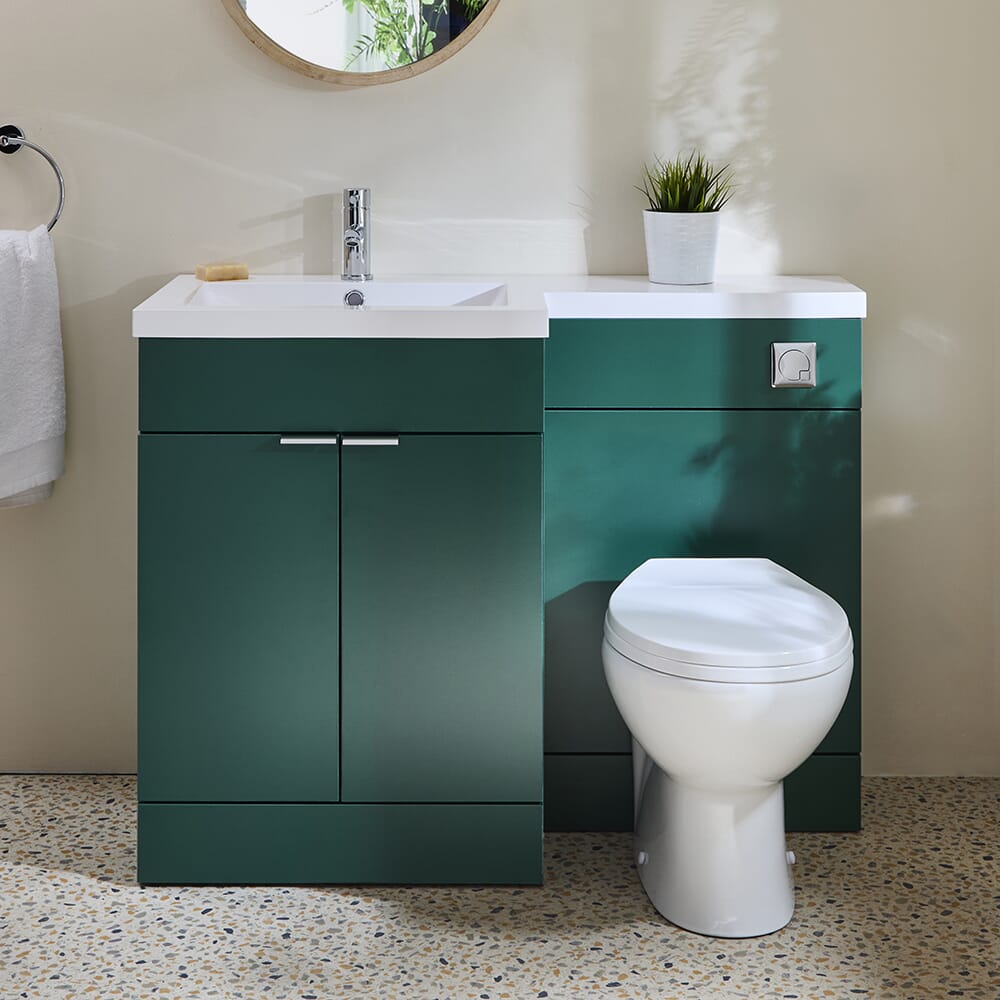 Set Bagno da 1105mm completo di Mobile con Lavabo e Mobile con Sanitario WC Select - Scelta di Finiture, Maniglie e  Opzioni con Design a Destra/Sinistra - Cluo