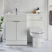 Set Bagno da 1105mm completo di Mobile con Lavabo e Mobile con Sanitario WC Covelly - Scelta di Finiture, Maniglie e Opzioni con Design a Destra/Sinistra - Cluo