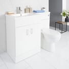 Mobile Lavabo Bianco a Pavimento Completo di Mobile WC Versione a Sinsitra - Geo