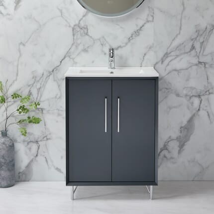 Mobile Bagno 610mm con Lavabo - Scelta di Finitura e Maniglie - Edge