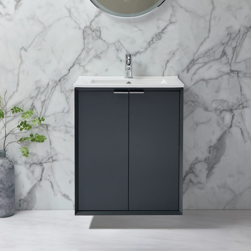 Mobile Bagno Sospeso 610mm con Lavabo - Scelta di Finitura e Maniglie - Edge