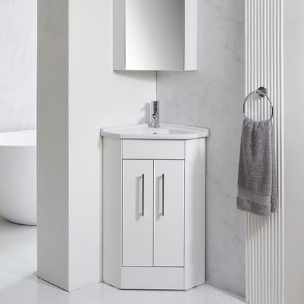 Mobile Bagno Angolare da 580mm con Lavabo - Scelta della Finitura e Maniglie - Cluo