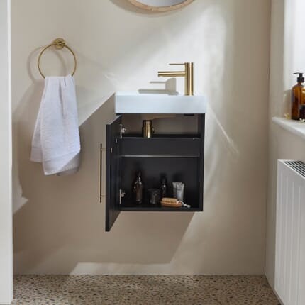 Mobile Bagno Sospeso da 400mm con Lavabo - Scelta di Finiture, Lavabo e Maniglie - Cluo