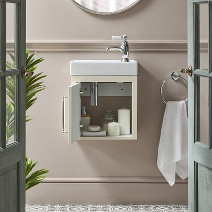 Mobile Bagno Sospeso da 400mm con Lavabo - Scelta della Finitura e Maniglie - Thornton