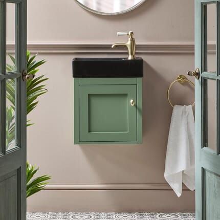 Mobile Bagno Sospeso da 400mm con Lavabo - Scelta della Finitura e Maniglie - Thornton