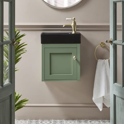 Mobile Bagno Sospeso da 400mm con Lavabo - Scelta della Finitura e Maniglie - Thornton