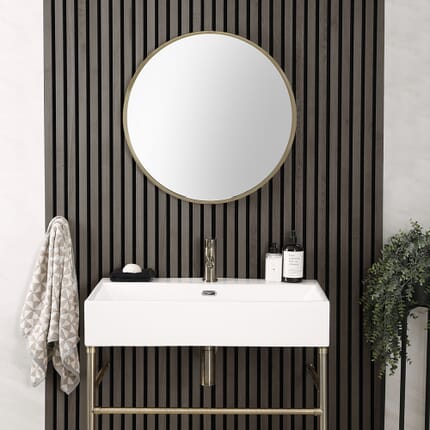 Specchio Bagno da Parete Rotondo - Oro Spazzolato - 600mm