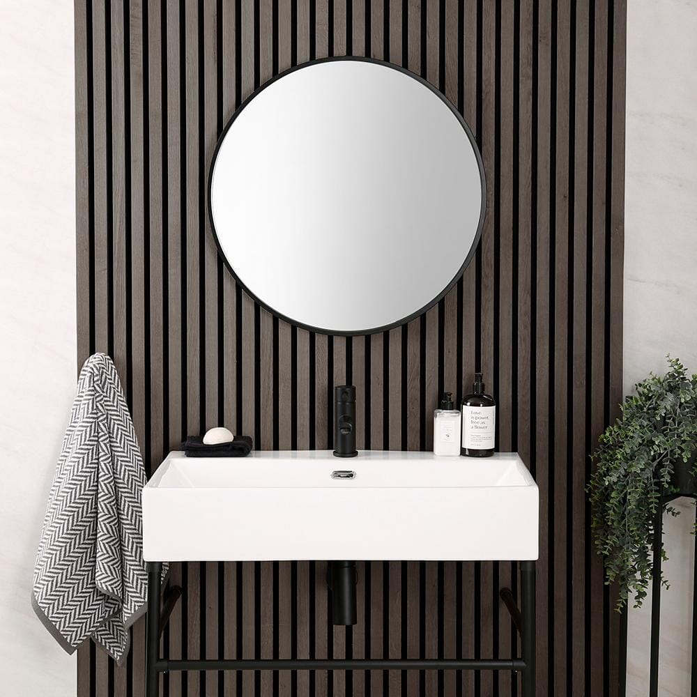 Specchio Bagno da Parete Rotondo - Nero - 600mm - Annalise