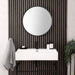 Specchio Bagno da Parete Rotondo - Nero - 600mm - Annalise