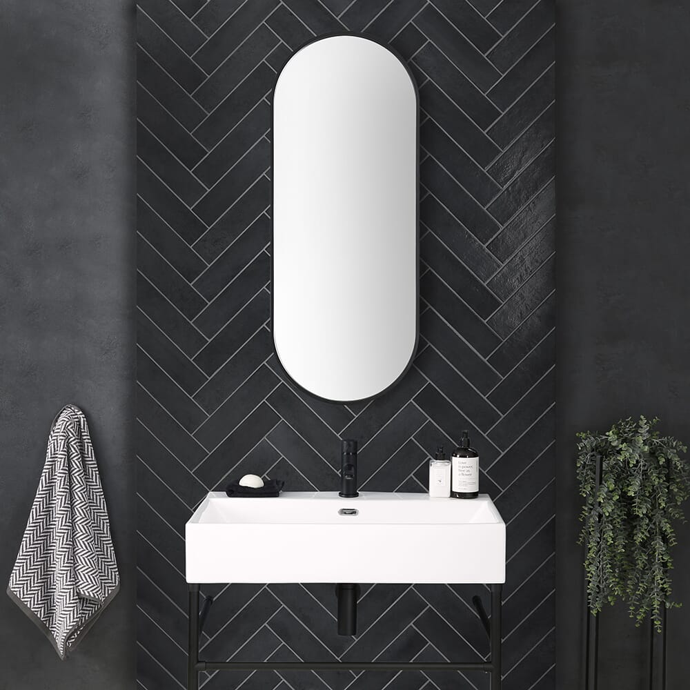 Specchio Bagno da Parete Ovale - Nero - 1000mm x 400mm - Gianna
