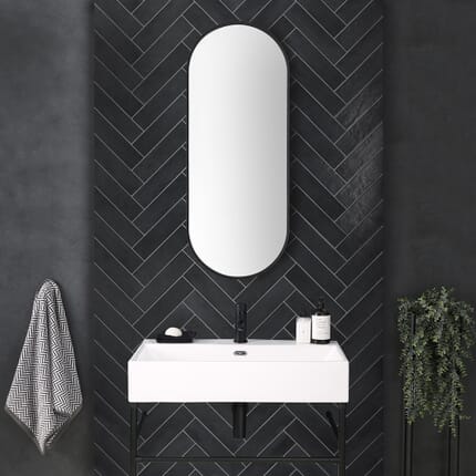 Specchio Bagno da Parete Ovale - Nero - 1000mm x 400mm - Gianna