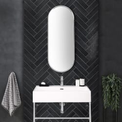 Specchio Bagno da Parete Ovale - Cromato - 1000mm x 400mm - Gianna