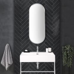 Specchio Bagno da Parete Ovale - Cromato - 1000mm x 400mm - Gianna