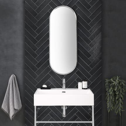 Specchio Bagno da Parete Ovale - Cromato - 1000mm x 400mm - Gianna