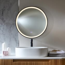 Specchio Rotondo Nero con Illuminazione a LED e Antiappannamento - 600mm - Camila