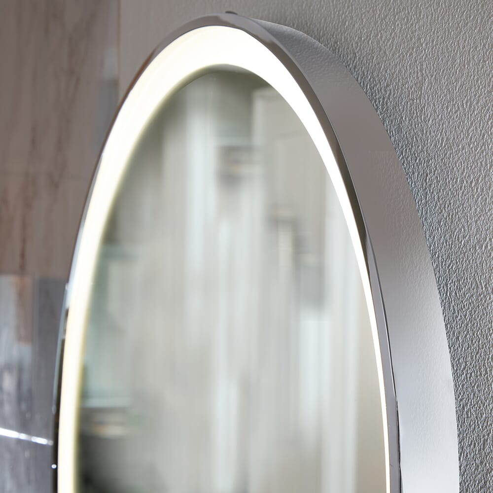 Specchio da bagno rotondo a LED 100x100 cm - Antiappannamento, 3 colori, tempo e temperatura, IP44 | Leroy Merlin Specchio da bagno rotondo a LED 100x100 cm - Antiappannamento, 3 colori, tempo e temperatura, IP44 | Leroy Merlin
