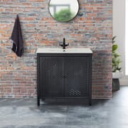 Mobile Bagno in Metallo Nero con Lavabo - Disponibile in Diverse Dimensioni - Beswick