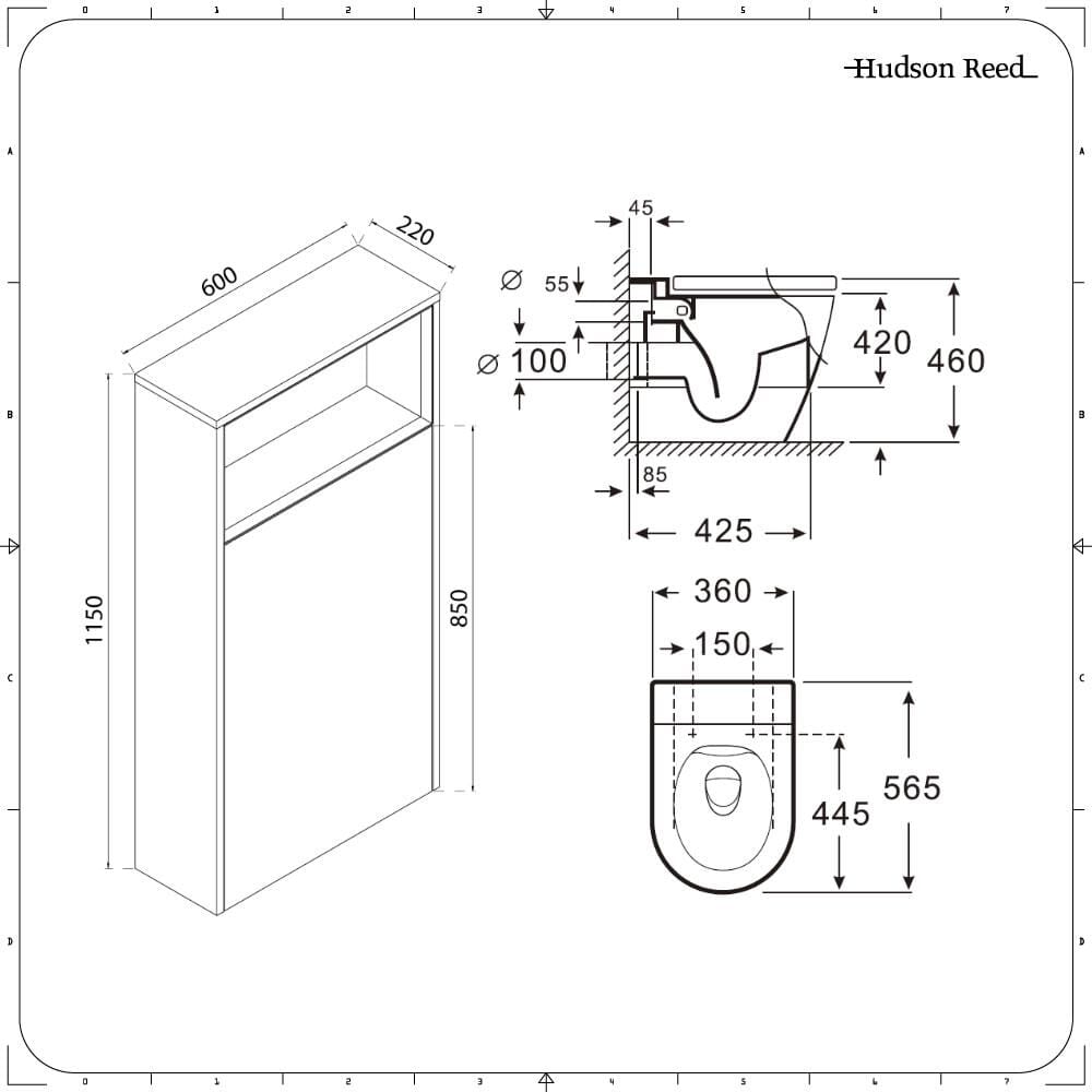 Mobile Bagno Sospeso da 800mm in Rovere Chiaro con Lavabo Integrato, Mobile WC, Sanitario, Mobiletti Murali e Specchio (con LED Opzionali) - Hoxton