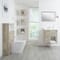 Mobile Bagno Sospeso da 600mm in Rovere Chiaro con Lavabo Integrato, Mobile WC e Sanitario (con LED Opzionali) - Hoxton