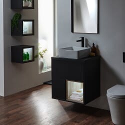 Mobile Bagno Sospeso con Ripiano Aperto da 600mm - Scelta di Finiture, Lavabo e Luci LED - Hoxton