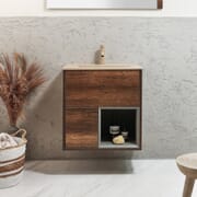 Mobile Bagno Sospeso con Ripiano Aperto da 612mm con Lavabo Elements - Scelta di Lavabo, Finitura e Luci LED - Hoxton