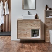 Mobile Bagno Sospeso con Ripiano Aperto da 800mm con Lavabo - Scelta di Finiture, Lavabo e Luci LED - Hoxton