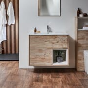 Mobile Bagno Sospeso con Ripiano Aperto e Lavabo da 810mm - Scelta di Finiture, Lavabo e Luci LED - Hoxton