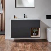 Mobile Bagno Sospeso con Ripiano Aperto e Lavabo da 1010mm - Scelta di Finitura e Luci LED - Hoxton