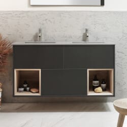 Mobile Bagno Sospeso con Ripiano Aperto da 1212mm con Lavabi Elements - Scelta di Lavabo, Finiture e Luci LED - Hoxton