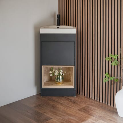 Mobile Bagno Angolare con Ripiano Aperto da 450mm - Scelta di Finiture e Luci LED - Hoxton
