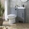 Mobile Bagno Tradizionale Grigio Chiaro da 400mm con Lavabo e Mobile WC con Sanitario Filo Parete Covelly - Scelta delle Maniglie - Warwick